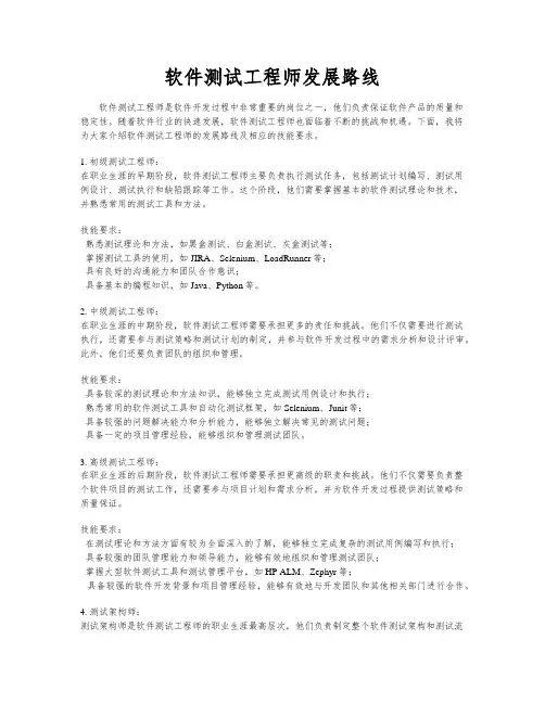 软件测试工程师发展路线