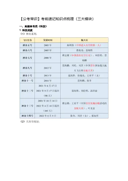 【公考常识】考前速记知识点梳理(三大模块)