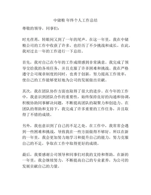 中储粮 年终个人工作总结
