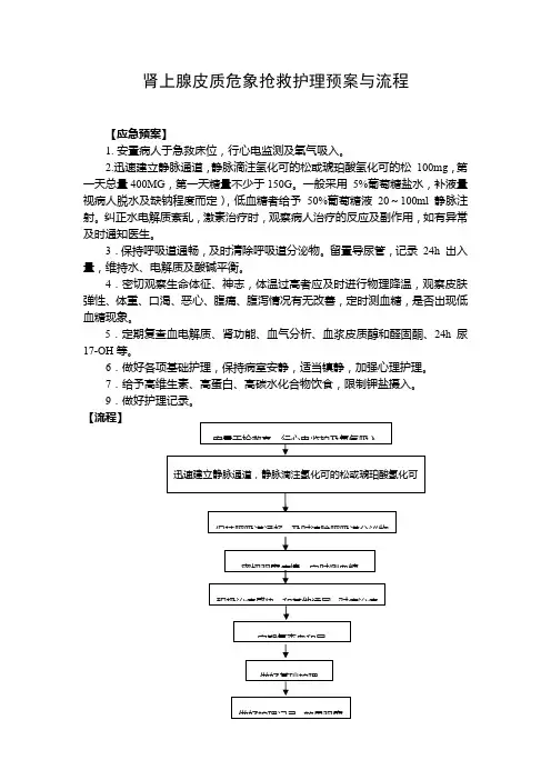 肾上腺皮质危象抢救护理预案与流程