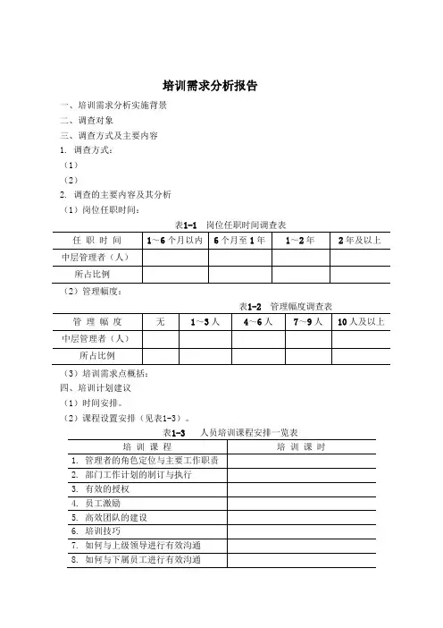培训需求分析报告