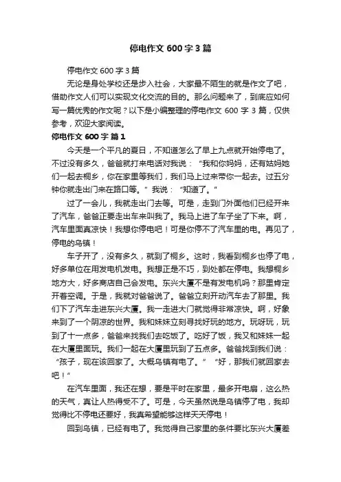 停电作文600字3篇