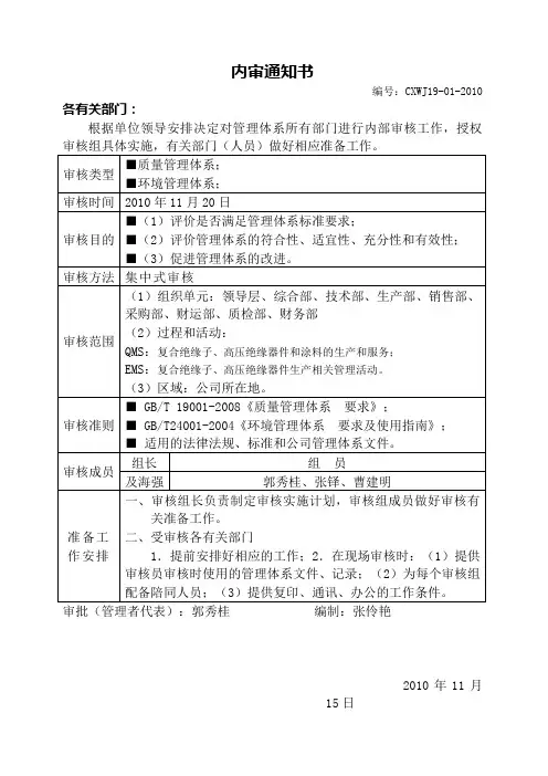 内部审核记录