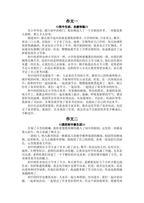 初中生活新感受600字