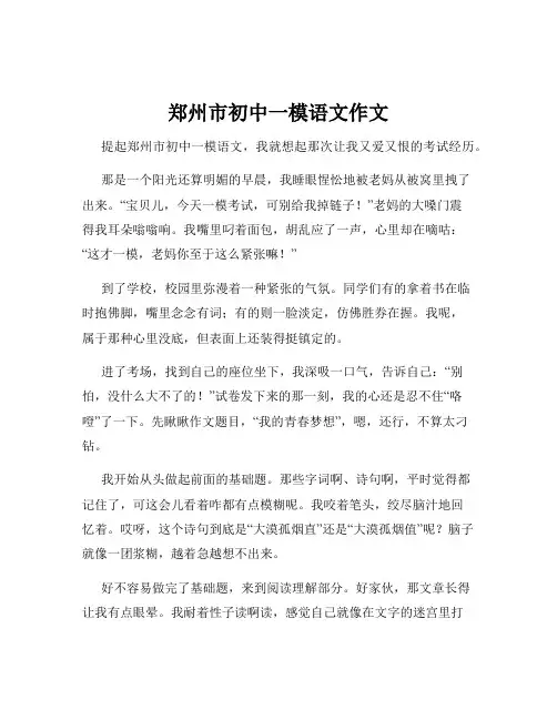 郑州市初中一模语文作文