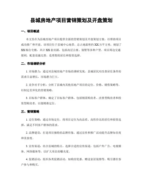 县城房地产项目营销策划及开盘策划