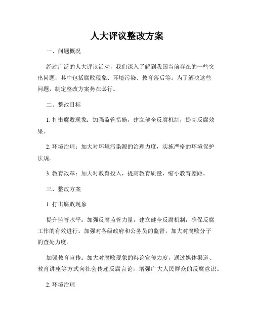 人大评议整改方案