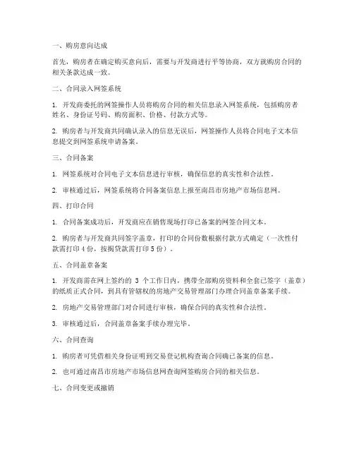 南昌网签购房合同流程