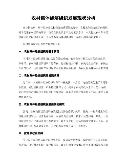 农村集体经济组织发展现状分析