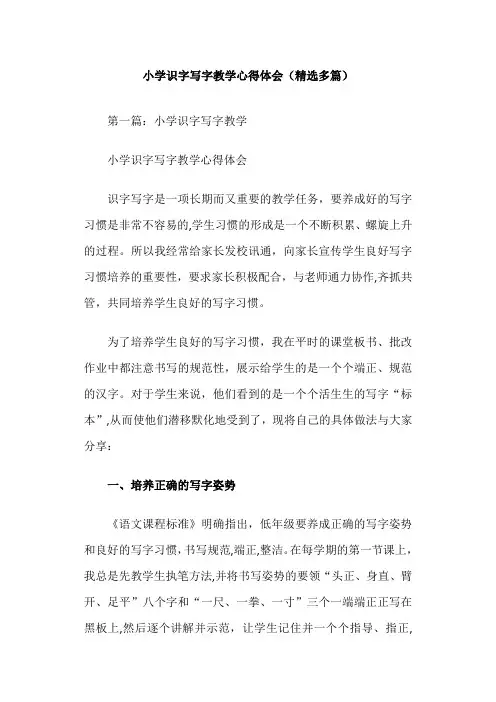 小学识字写字教学心得体会