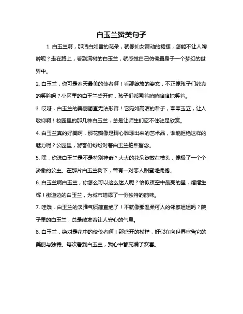 白玉兰赞美句子