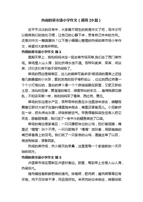 热闹的菜市场小学作文（通用20篇）