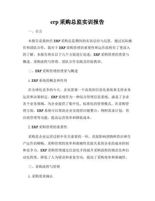 erp采购总监实训报告