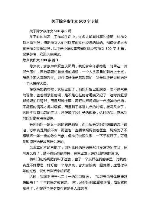 关于除夕夜作文500字5篇