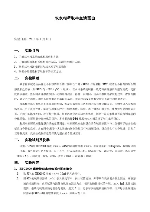 双水相萃取牛血清蛋白