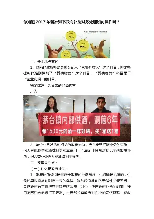 你知道2017年新准则下政府补助财务处理如何操作吗？