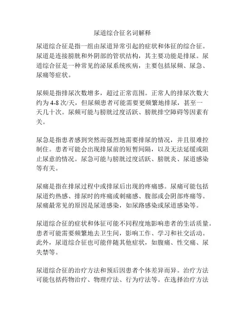 尿道综合征名词解释