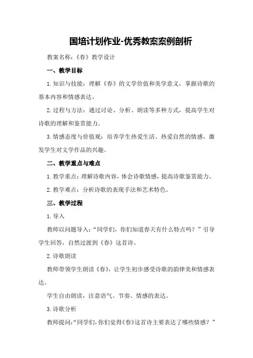国培计划作业-优秀教案案例剖析