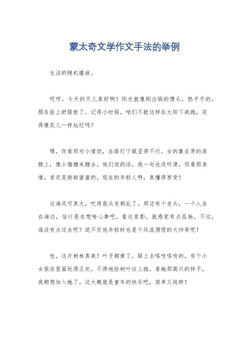 蒙太奇文学作文手法的举例