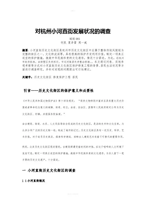 对杭州小河直街发展状况的调查