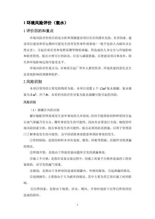 氨水--风险评价