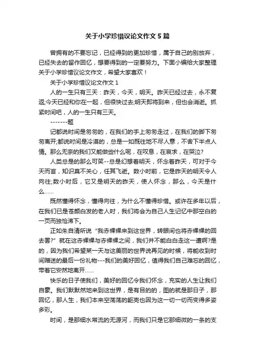 关于小学珍惜议论文作文5篇