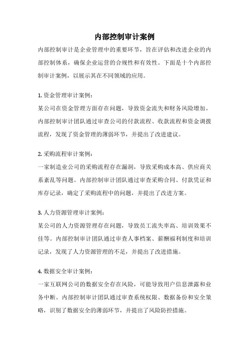内部控制审计案例