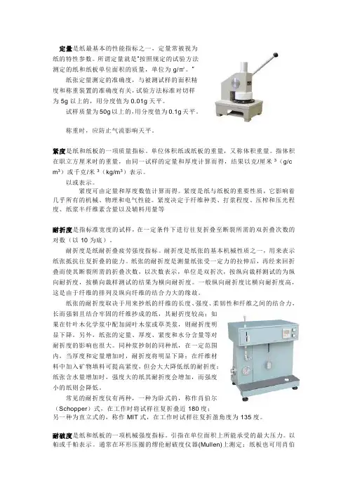 造纸质检名词