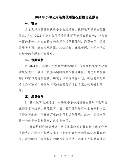 2024年小学公用经费使用情况自检自查报告