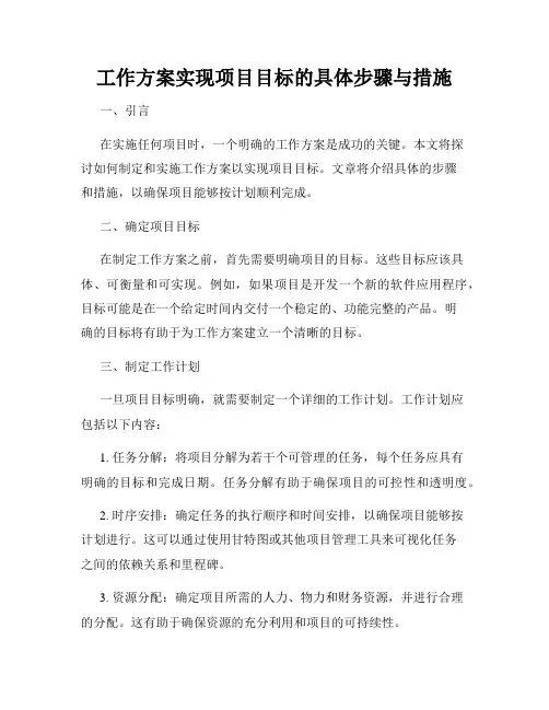 工作方案实现项目目标的具体步骤与措施