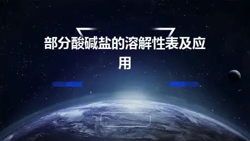 部分酸碱盐的溶解性表及应用