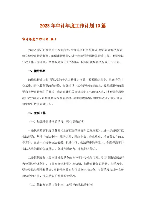 2023年审计年度工作计划10篇