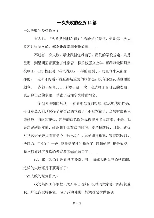 一次失败的经历14篇