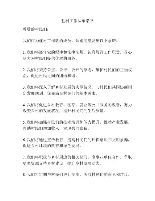 驻村工作队承诺书