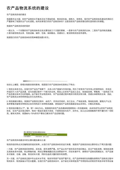 农产品物流系统的建设