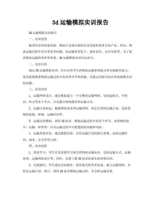 3d运输模拟实训报告