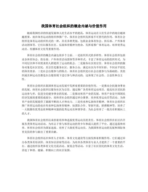 我国体育社会组织的概念内涵与价值作用