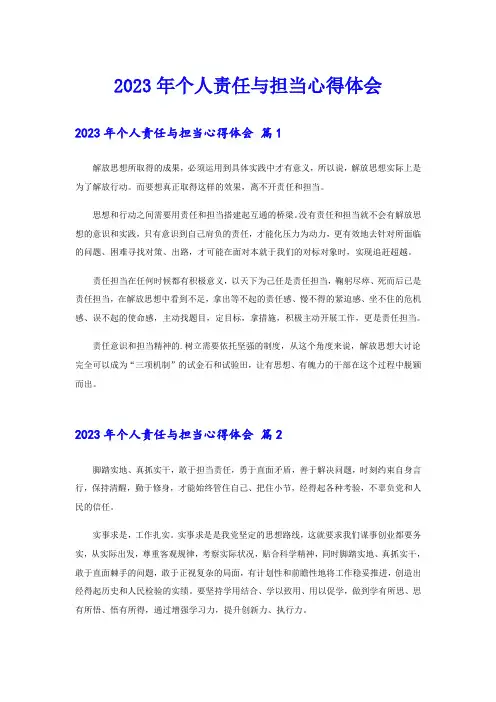 2023年个人责任与担当心得体会