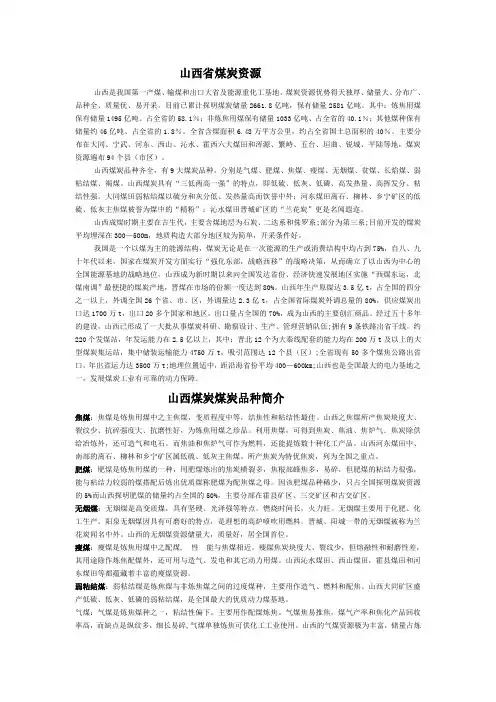 山西省煤炭资源