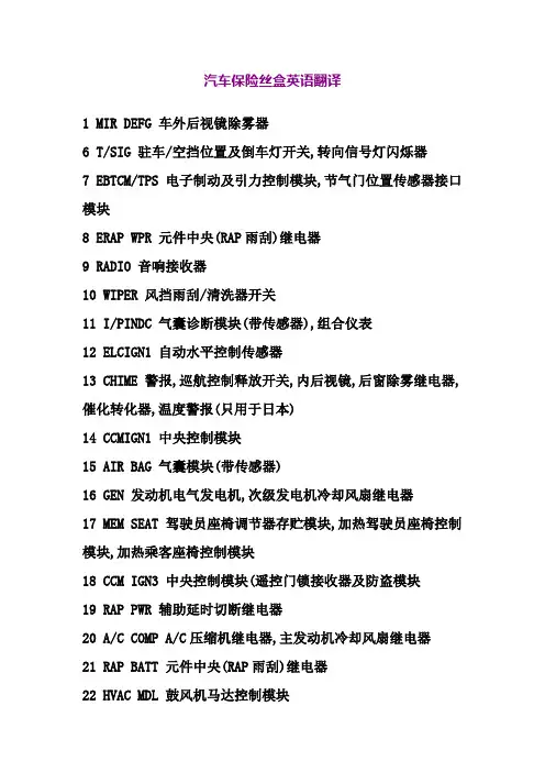 保险丝英文