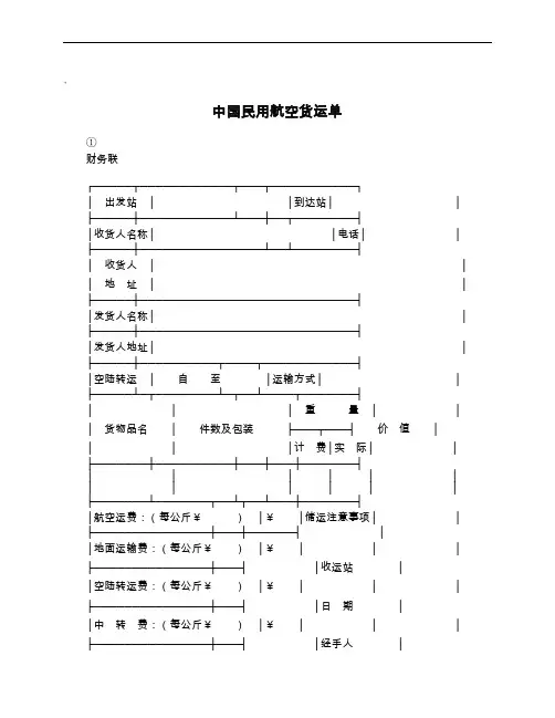 中国民用航空货运单_