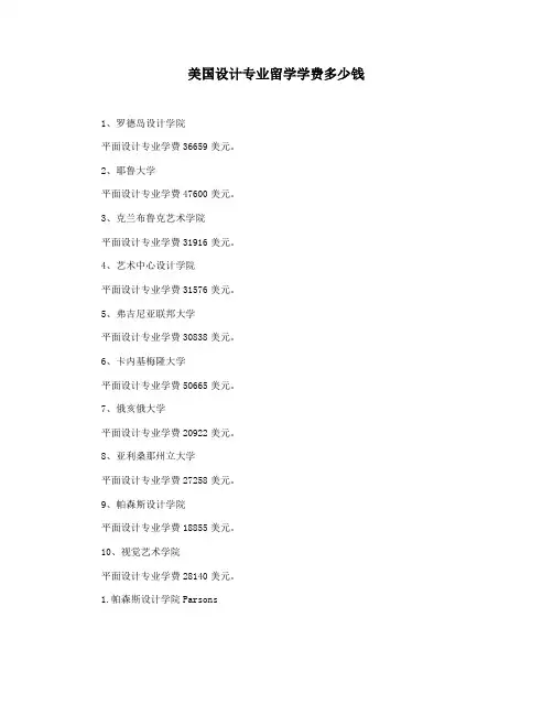 美国设计专业留学学费多少钱