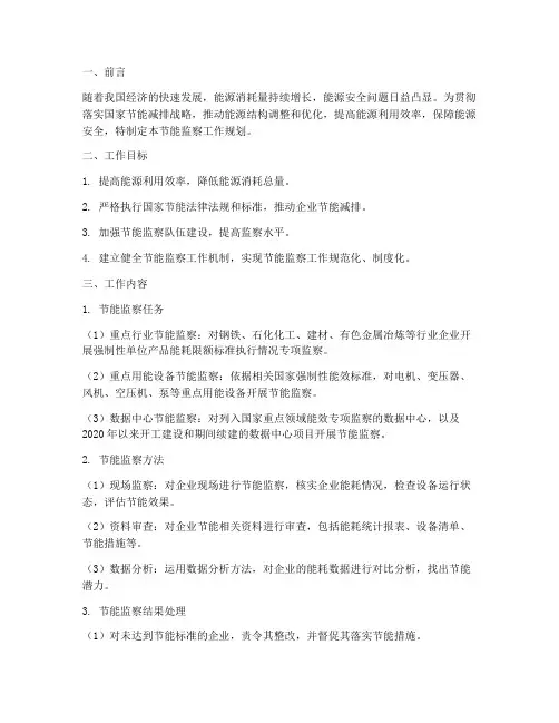 节能监察工作规划