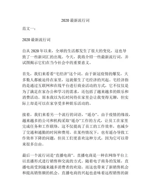2020最新流行词