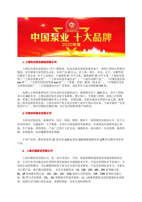中国最好防爆潜水泵厂家十大品牌排行榜