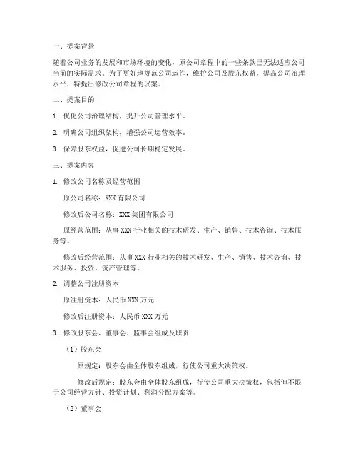 修改公司章程议案模板