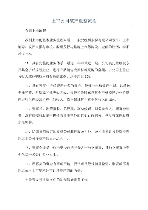 上市公司破产重整流程