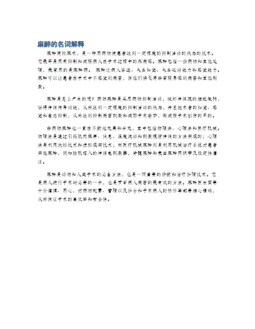 麻醉的名词解释
