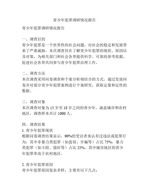 青少年犯罪调研情况报告
