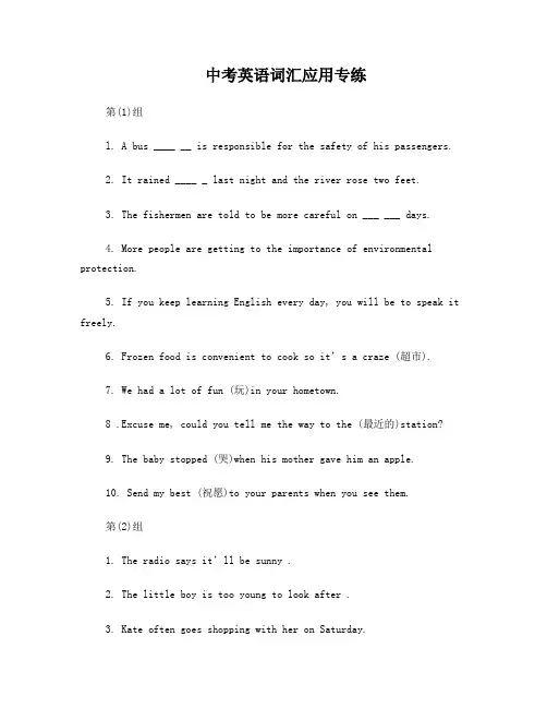中考英语词汇运用练习题